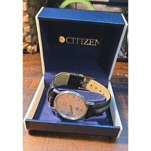 Citizens Mens Vintage Dress Quartz Watch Silver Face w/ Original Box